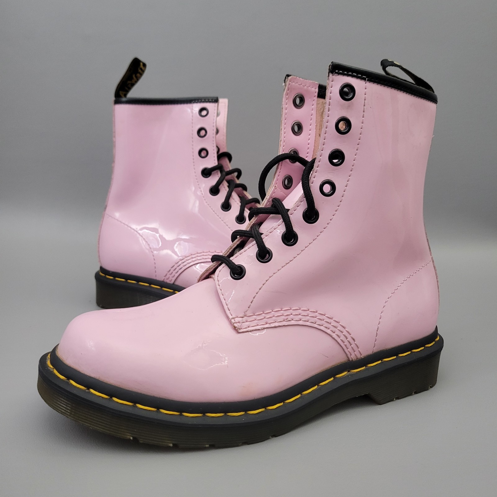 Dr. Martens 1460 Barbie Pale Pink Patent Leather Lace-Up Boot Docs DM 8 Eyelet