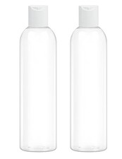 8 oz Clear Plastic Bottles with White Disc Caps Refillable Empty Squeeze 2 Pack