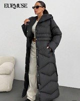 Women Solid Color Belted And Pocket Detailed Long Winter Coats Long Puffer Coat