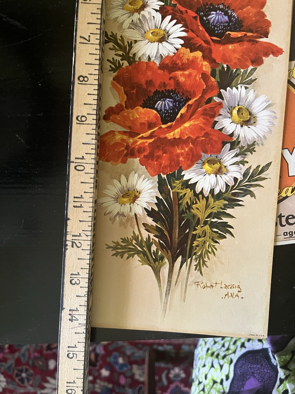 Vintage Botanical Lithograph Trio Retro Orange Yellow Florals Robert Laessig 14”