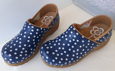 Sanita The Original Danish Clogs Wo's 37/6.5-7 Polka Dot Leather Navy Shoe EXCEL