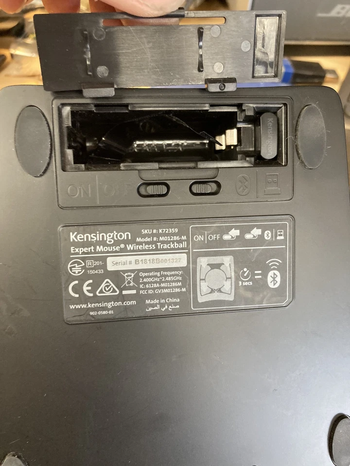 Kensington Expert Wireless Trackball Mouse M01286-M W/ Receiver Dongle Tested - Image 3 of 4