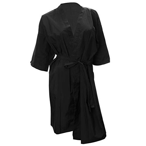 Peignoir de coiffure noir en tissu fluide avec coupe kimono ample