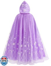Girls Elsa Cape Kids Hooded Cape Girls Princess Ice Cloak Purple 2-3Years