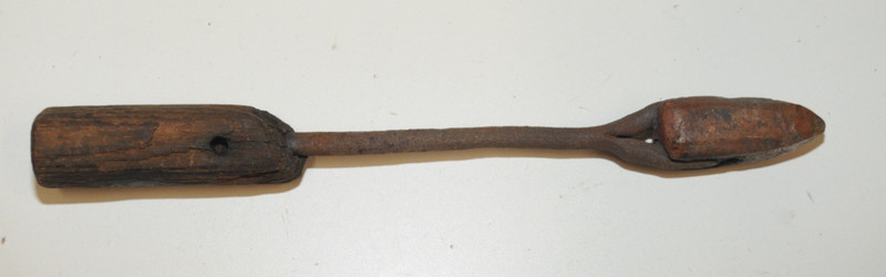 Antique soldering iron copper tip steel shank 12.5" long