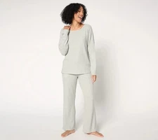 MUK LUKS Regular Cable Knit Lounge Set Size 3X Gray A656010