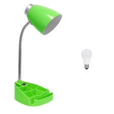 18.5" Gooseneck Organizer Desk Lamp with LED Bulb, Green