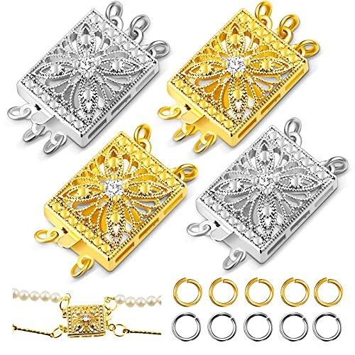 4 Pieces Slide Clasp Lock Necklace Multi Strands Lock Jewelry Layered Spacer