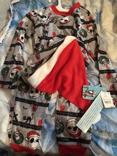 Disney Jack Skellington Boys Christmas Pajama Set XS 4/5 Gray Fleece