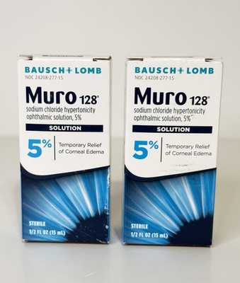 MURO 128 5% SOLUTION 1/2 Oz 15mL Bausch + Lomb Exp 5/28 & 8/28 Lot Of 2