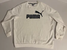 Puma Men's Essentials Big Logo Fleece Lined Crew Neck Sweater White 586678-02 XL