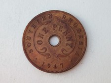 1947 Southern Rhodesia Penny 1d King George VI