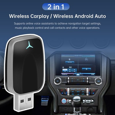 2 in 1 Wireless Apple Carplay Android Auto Adapter Car Wired to Wireless CarPlay