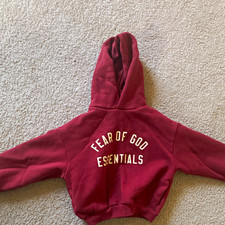 Fear of God Essentials Unisex Kids Burgundy Logo Pullover Hoodie 6-7 Years