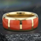 Natural South Sea Red Coral Round Gemstone Bend ring 925 silver starling gift