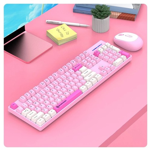 PINK Bluetooth Combo Keyboard and Mouse Gaming 2.4GHz Wireless +two AA batteries - Picture 3 of 12