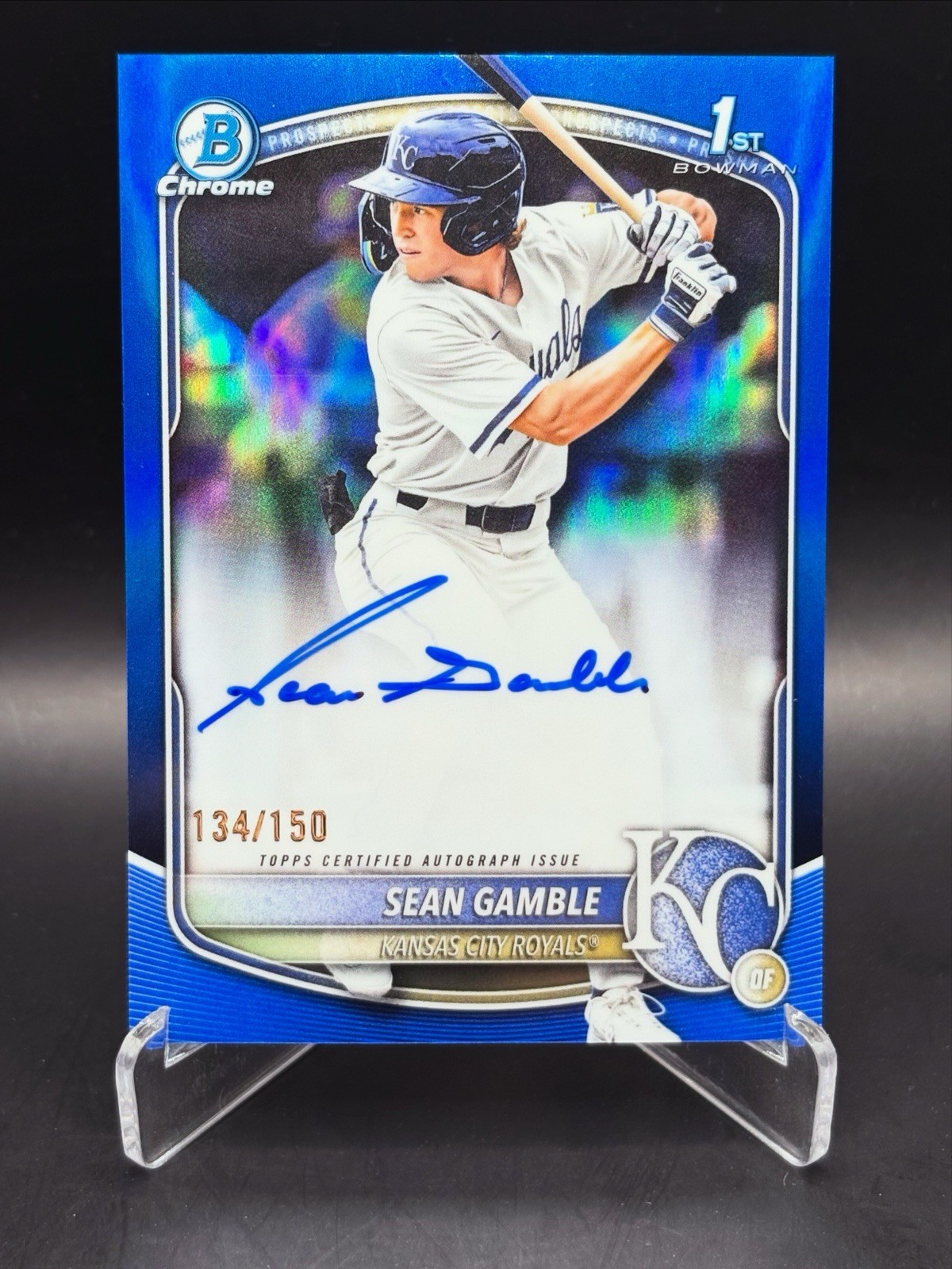 Sean Gamble 2025 Bowman 1st Chrome Draft Blue Refractor Auto /150