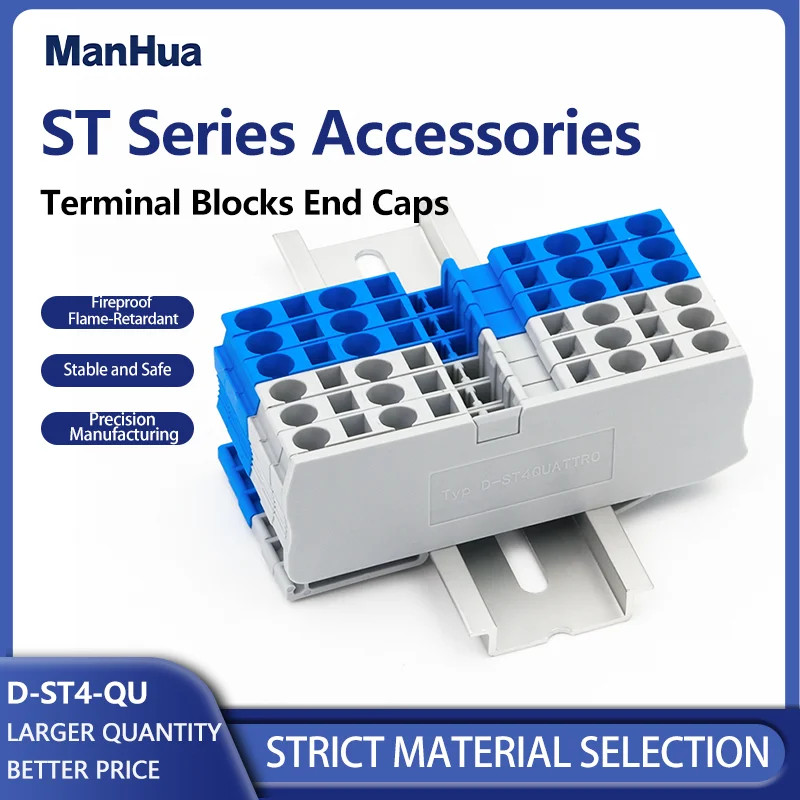 10Pcs D-ST4-QUATTRO End Cover for ST4-QUATTRO Din Rail Terminal Blocks End Cover