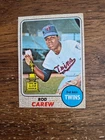 1968 Topps Rod Carew Card #80 2nd Year Card; Minnesota Twins