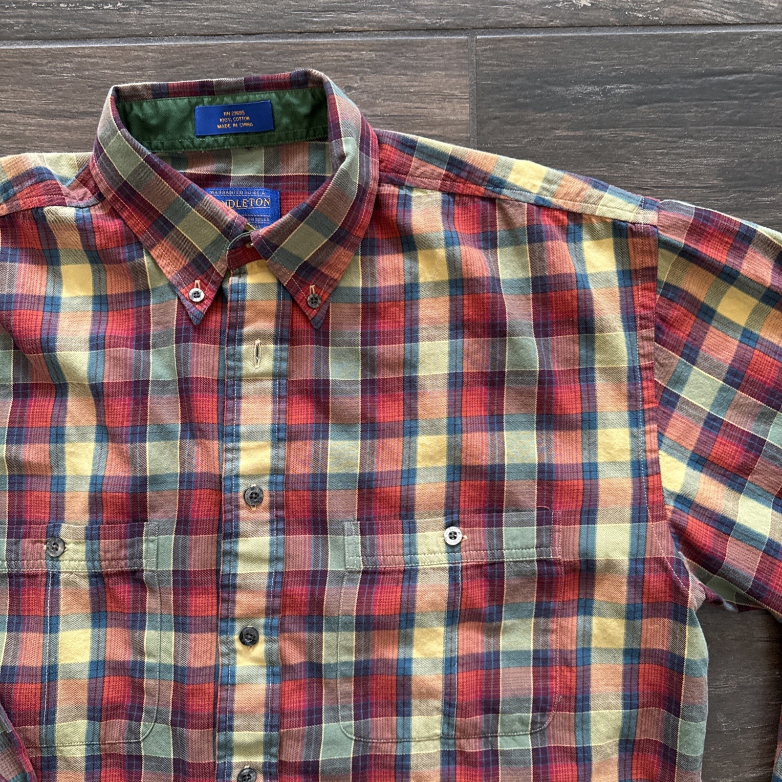 Pendleton Men’s Medium Plaid Button Down Shirt Co… - image 2