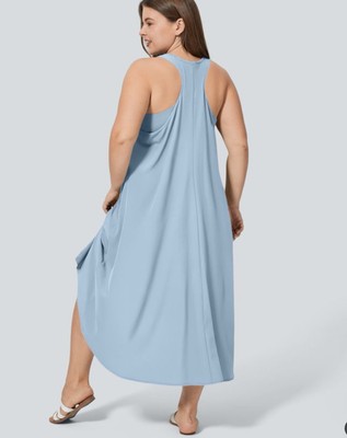 Halara Breezeful Backless Racerback Side Pocket High Low Flowy Midi Dress 3X