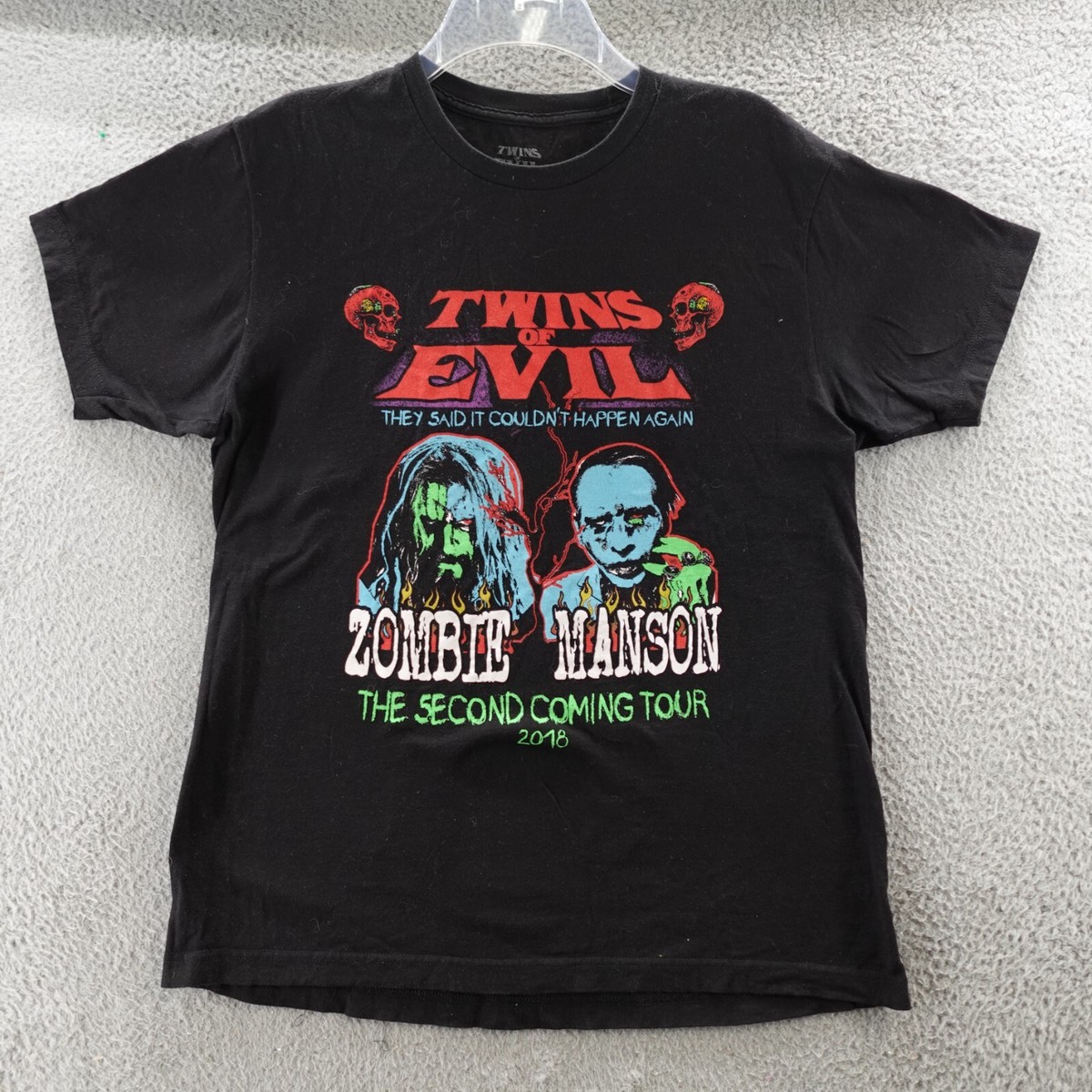 Twins Of Evil Shirt Adult Large Black 2018 Tour Rob Zombie Marilyn