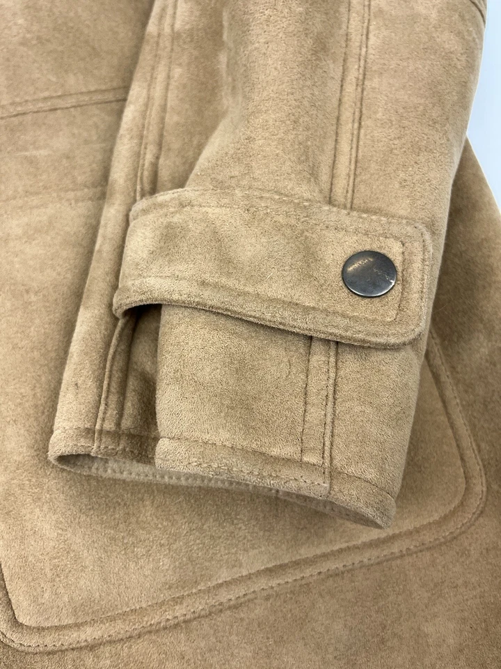 Abrigo de invierno vintage Route 66 sherpa forrado chaqueta imitación gamuza beige talla mediana Foto 3 de 4