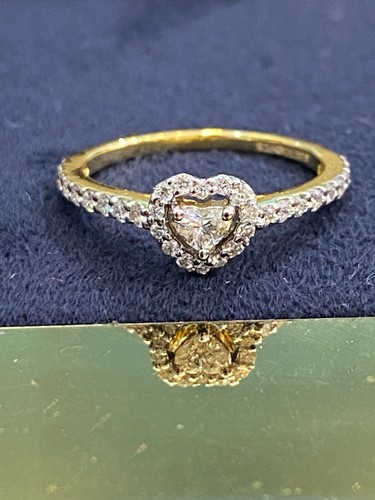Pave 0,40 Cts Rotondo Cuore Taglio Diamanti Anniversario Anello In 750 18K Oro - Foto 8 di 12