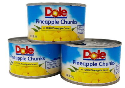 Dole Pineapple Chunks Packed in Pineapple Juice (Pack of 3) 8 oz Cans