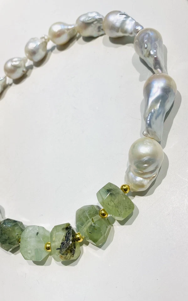 Collana diWa Jewels Girocollo Perle Barocche Prenite Argento Sterling Zirconi - Immagine 4 di 4