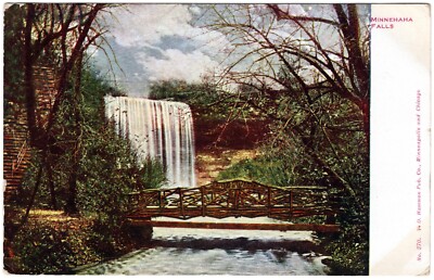 Minnehaha Falls Wood Bridge Minneapolis Minnesota MN Postcard Posted 1912 DB