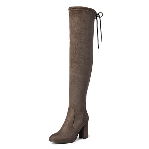 Damen Damen Mode Overknee Stiefel Party Sexy Blockabsatz Overknee Stiefel - Bild 19 von 24