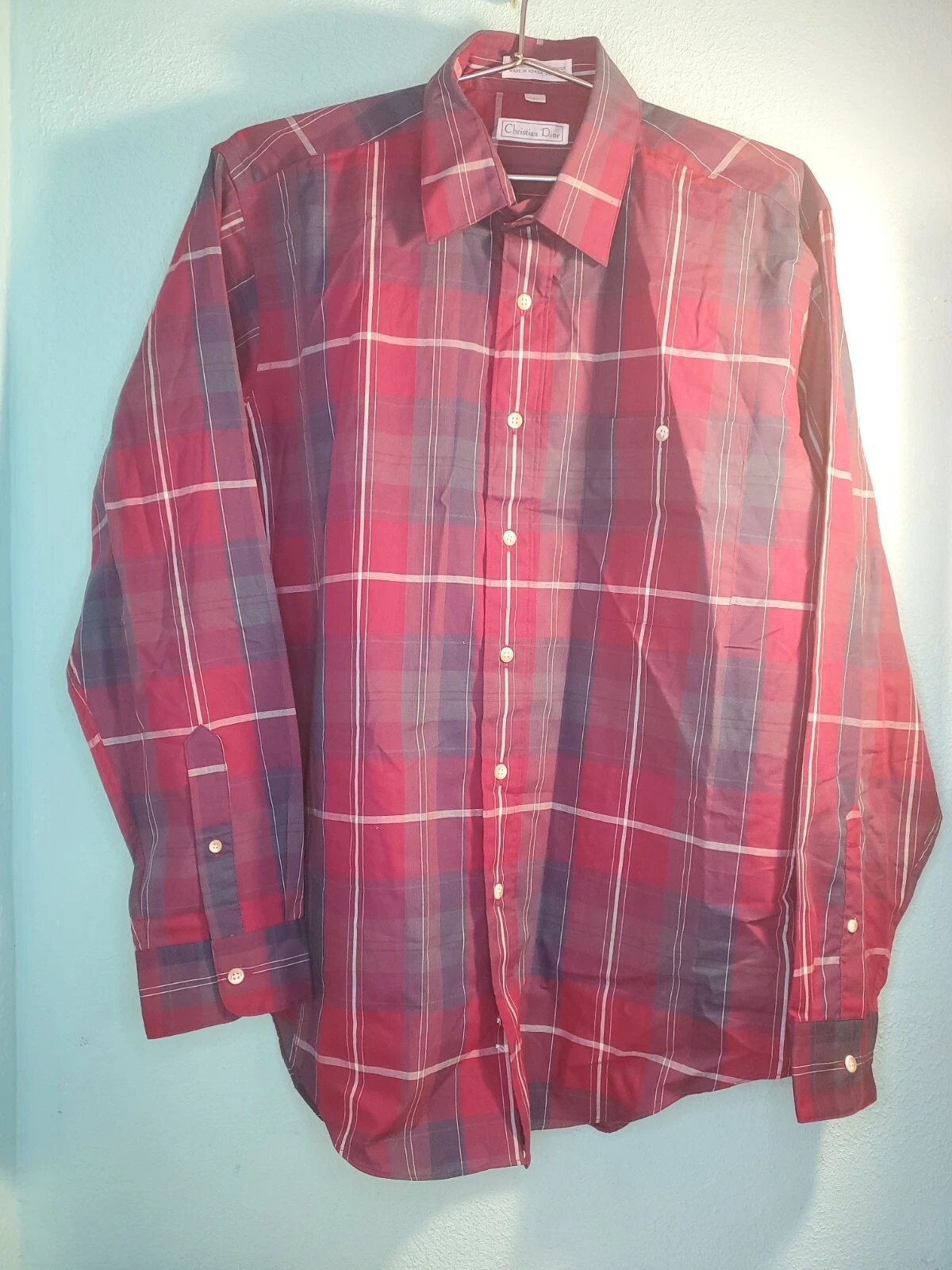 Camicia abito vintage Christian Dior da uomo a maniche lunghe con bottoni taglia L rara