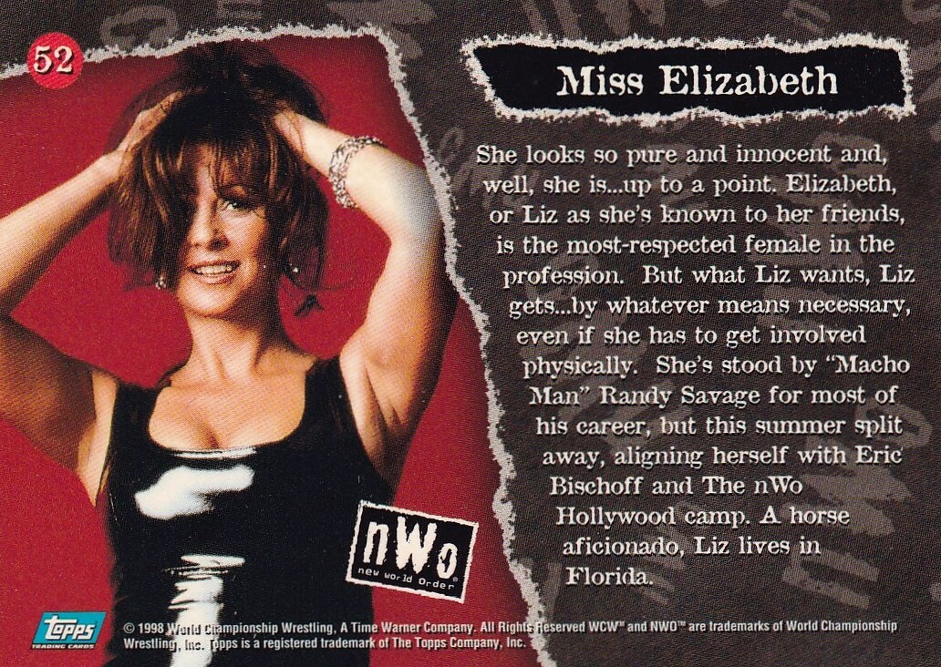 Miss Elizabeth WCW Pro Wrestling Trading Card 1998 #52 Manager WWE