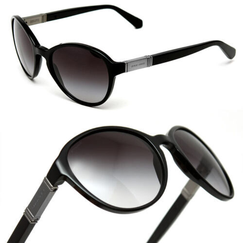 Giorgio Armani 90s Black Mini Oval Sunglasses with Dark Lenses 1990s Giorgio Armani Blue Tinted Black Metal Skinny Oval  main image 3