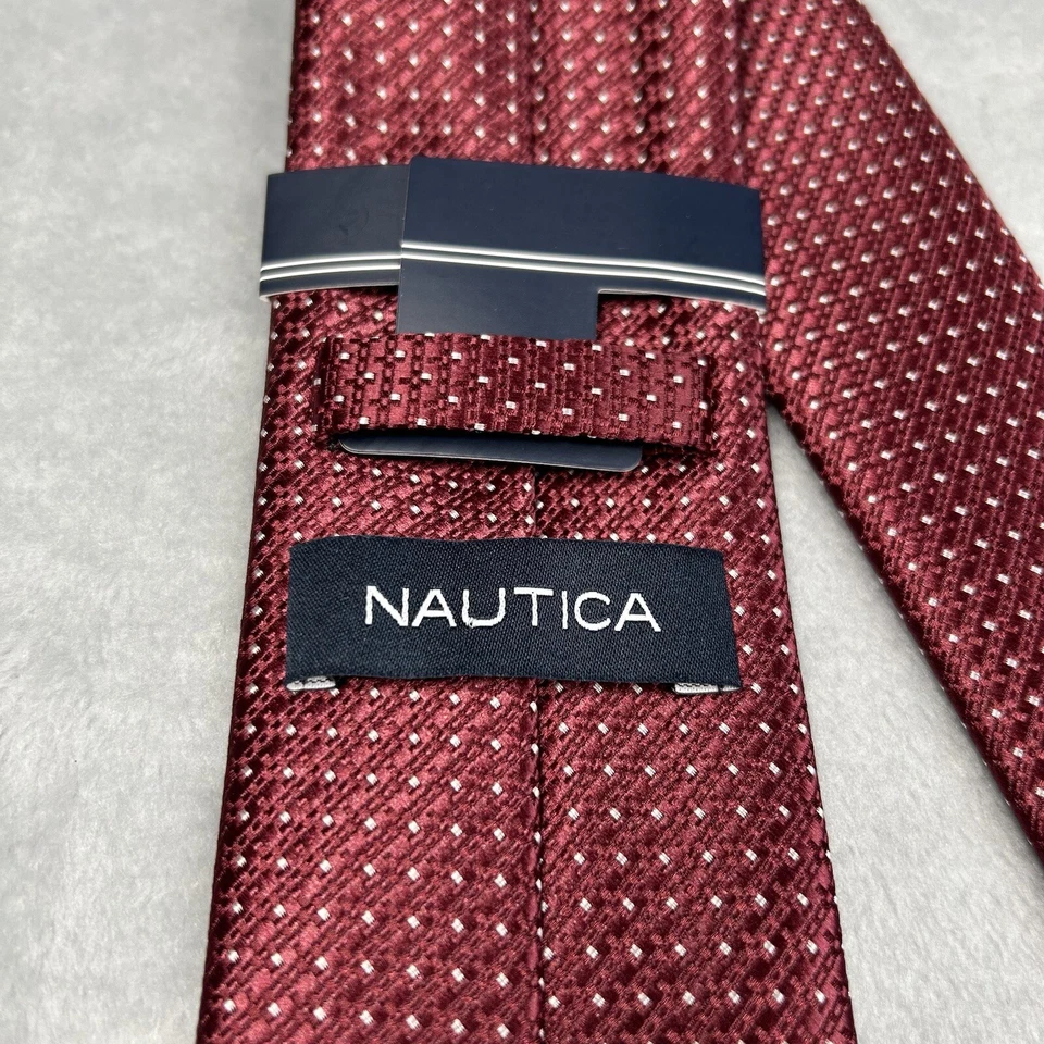 Corbata para hombre NAUTICA rojo blanco lunares 58"x 3" precio de venta sugerido por el fabricante 49,50 USD nueva con etiquetas Foto 4 de 4