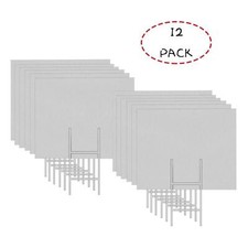 12 Pack 24"x18" White Blank Lawn Yard Signs Sheet with Durable H-Stakes, Opening
