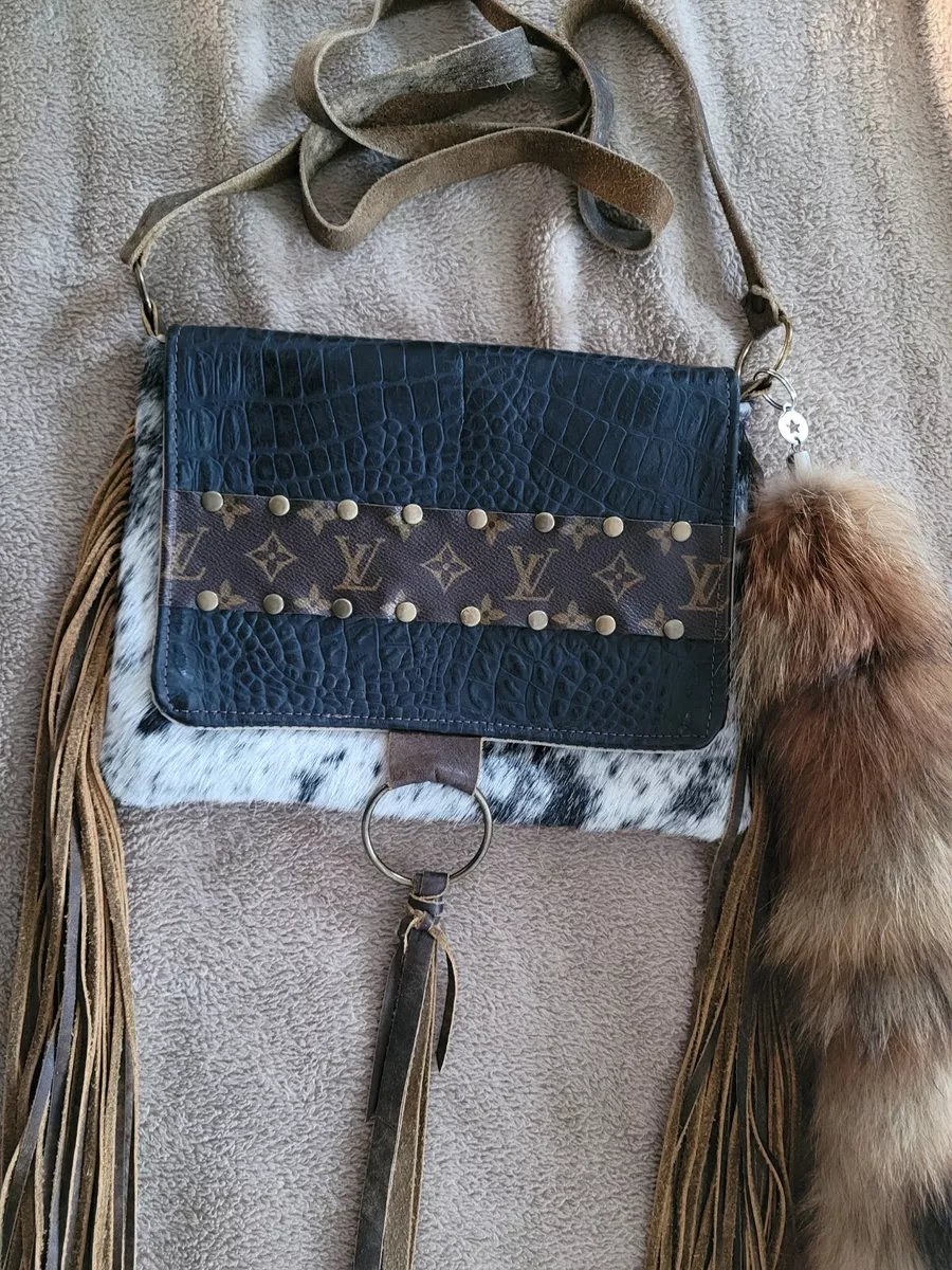 Keep It Gypsy Fringe Crossbody, croc, cowhide, fringe, upcycle, NFR,  Western