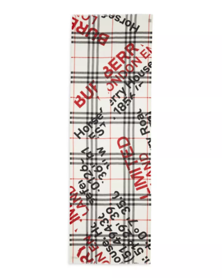 NEW BURBERRY LONDON Over Print Coordinate Gauze Wool Silk Scarf