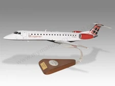 Embraer ERJ-145EP Loganair Desk Wood Airplane New Model Large Scale 1/72