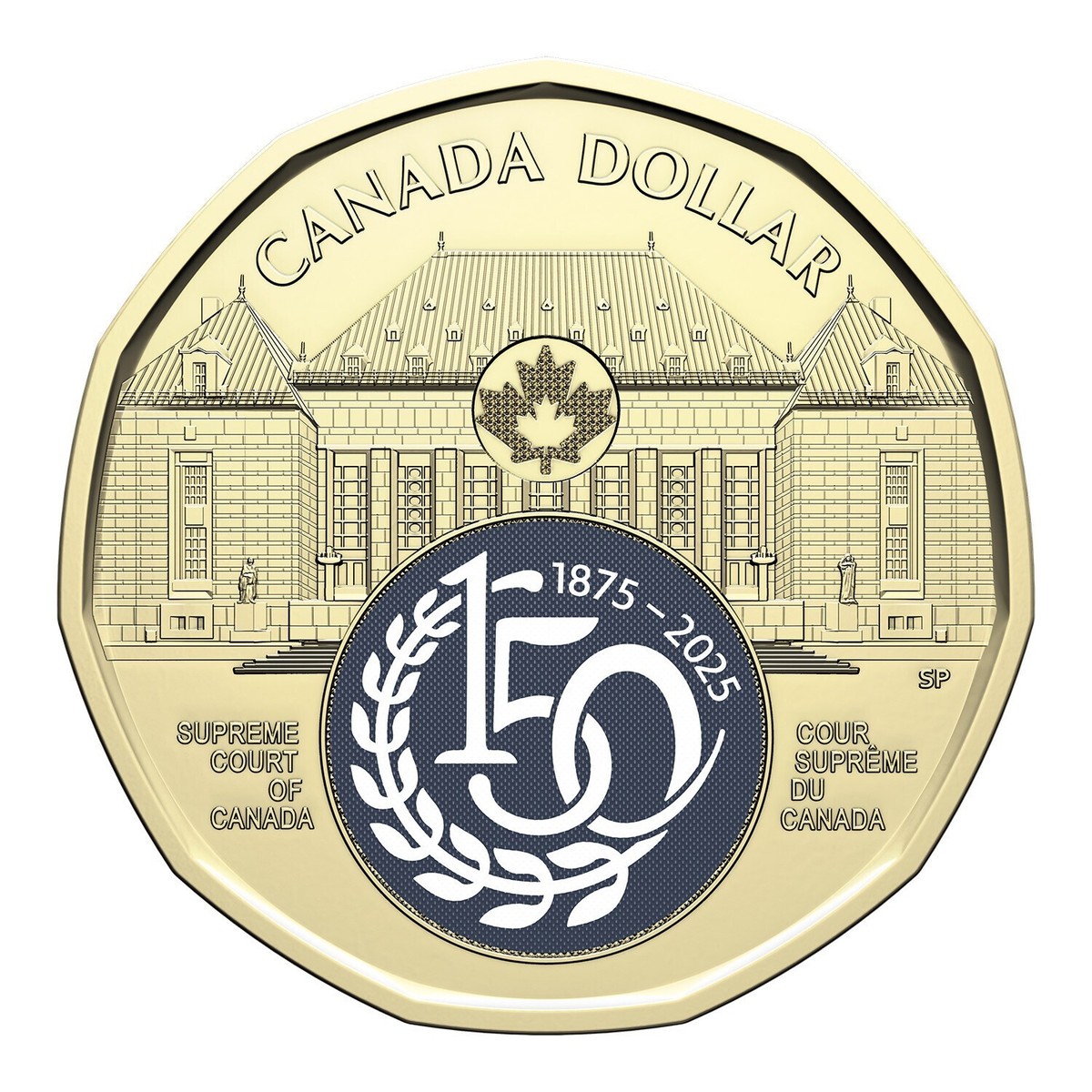 2025 $1.00 150th Anniv. Supreme Court of Canada COLOURED COIN BU