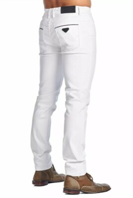 Men's Italian Fashion white color denim jeans skinny pants by V.I.P Collection 