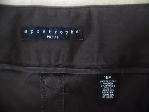 Pantalone donna taglia 16P apostrofo marrone Capri misto cotone - Foto 2 di 3