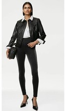 M S Shimmer Sparkly Leggings Black Silver 10