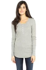 Splendid Women Thermal Long Sleeve Henly Heather Gray Grey Button Snaps Small S