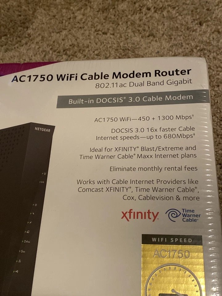 Netgear AC1750 DOCSIS 3.0 WiFi Cable Modem Router Xfinity Spectrum Cox Certified - Image 2 of 4