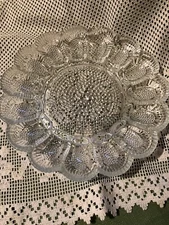 USA VTG INDIANA GLASS HOBNAIL CLEAR DEVILED EGG PLATE HOLDS 15 EGGS + CONDIMENTS