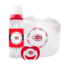 Cincinnati Reds Bottle Bib Pacifier Set, Officially Licensed MLB BPA Free