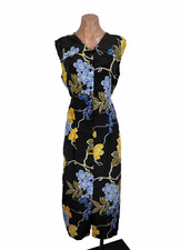 Maren Vintage 14 Tropical Floral Button Down Maxi Dress USA Made Hawaiian Resort