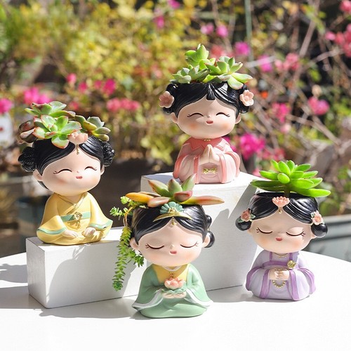 Resin Succulent Flower Pot Creative Home Decor Funny Micro Landscape - Picture 2 of 13